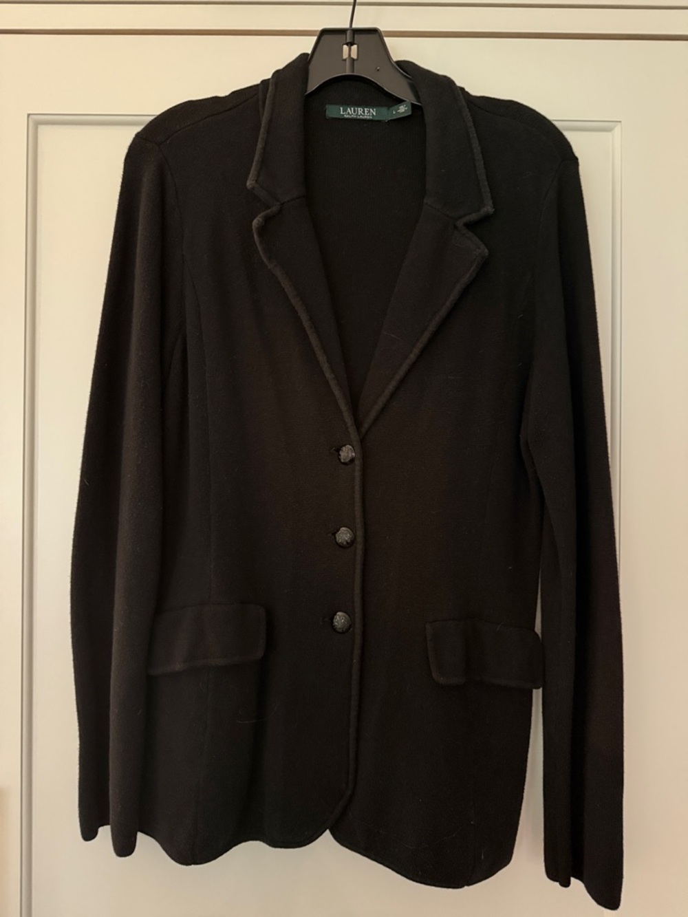 Lauren Ralph Lauren Black Knit Notch Collar Blazer